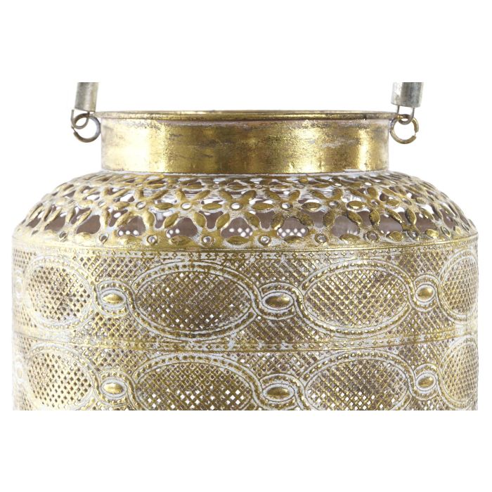 DKD Home Decor Portavelas Árabe Dorado Metal y Cristal 26.5 x 26.5 x 22 cm 1