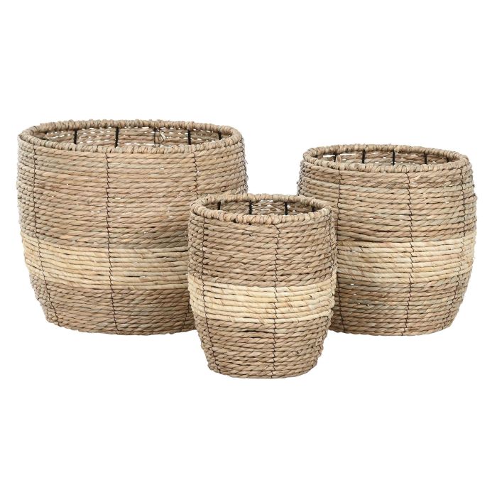 Macetero Urban DKD Home Decor Marron Claro Marron 36 x 31 x 36 cm Set de 3 (4 Unidades) 4 Macetero Urban DKD Home Decor Marron Claro Marron 36 x 31 x 36 cm Set de 3 (4 Unidades) 4
