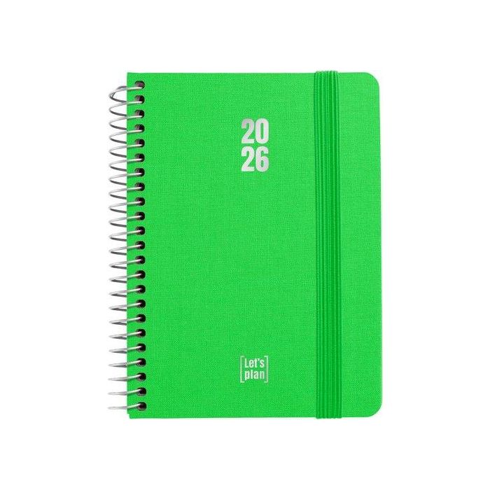 Agenda Anual (2026) Grafoplas Fancy Espiral Tapa Extradura Con Goma A6 150X120 S/V Verde