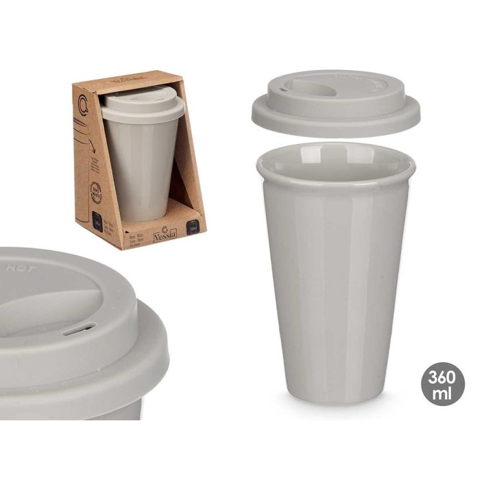 Vaso Tapa Silicona Gris 360Ml Vessia 9X15CM (12 Unidades) Vaso Tapa Silicona Gris 360Ml Vessia 9X15CM (12 Unidades)