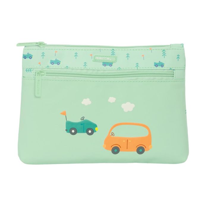 Estuche Escolar Safta Coches Coches Verde 23 x 16 x 3 cm