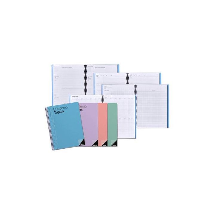 Additio Cuaderno Triplex para Profesorado Espiral Doble 144 Páginas PVC Colores Surtidos