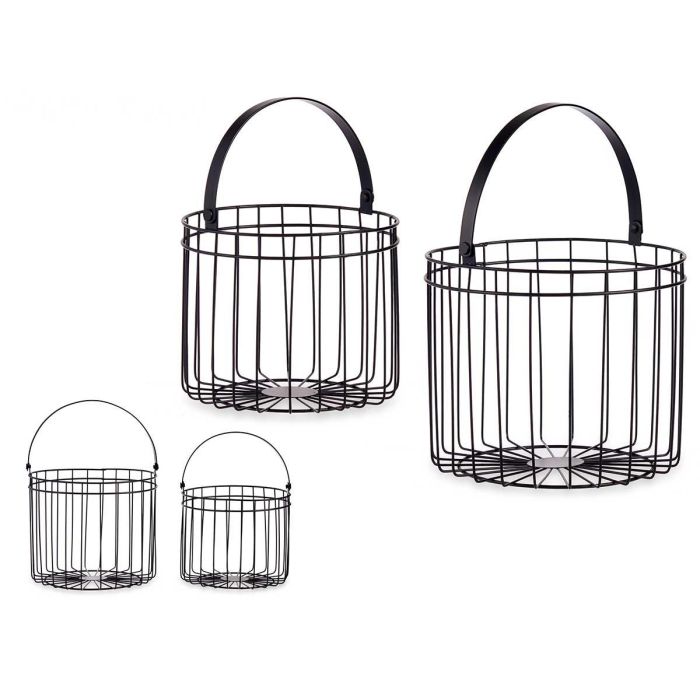 Giftdecor Set de 2 Cestas Cilíndricas Negro - 25x35 cm y 21x30 cm
