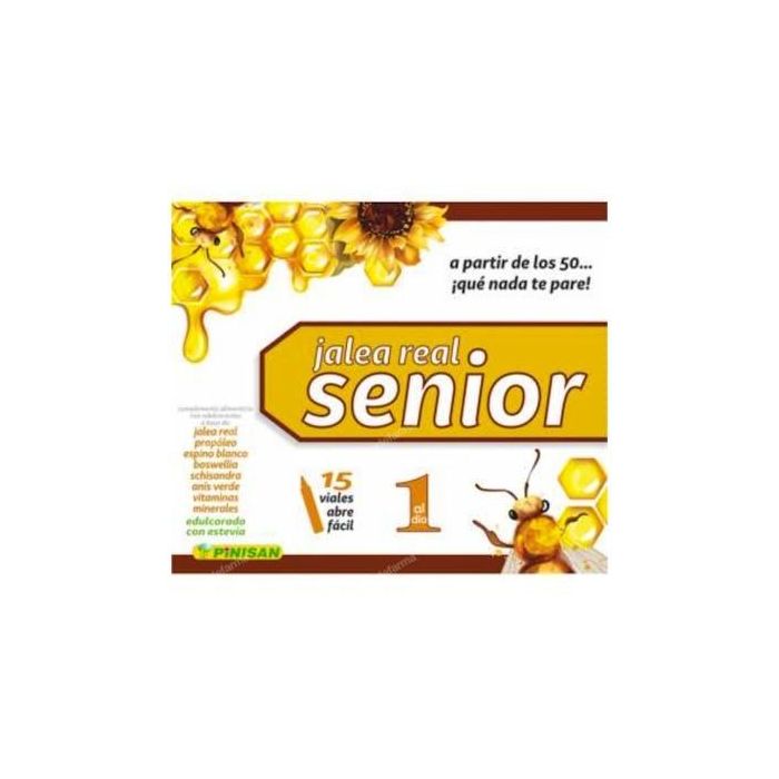 PINISAN Jalea Real Senior 15 Viales: Energía, Vitalidad, Articulaciones y Huesos para Mayores de 50 Años con Propóleo, Vitaminas y Minerales