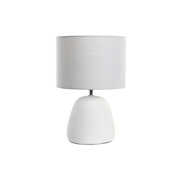 DKD Home Decor Lámpara de Sobremesa Urban Blanco Dorado 28x28x42 cm E27 50W Gres y Poliéster