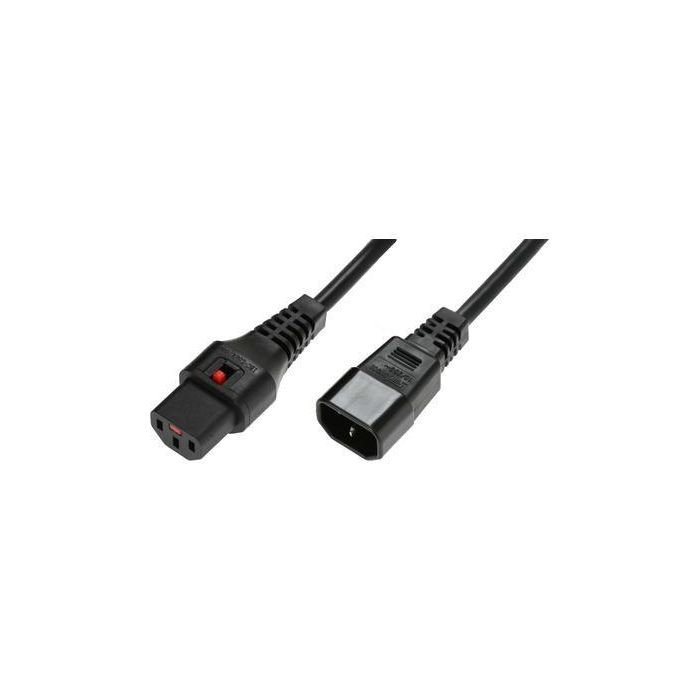 MicroConnect Cable de extensión C13 IEC Lock a macho C14, 4m, negro, protección contra desconexión accidental