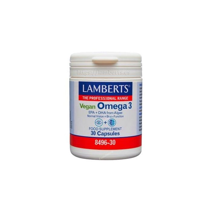 LAMBERTS Omega 3 Vegano de Algas Marinas 30 Cápsulas con EPA y DHA para Función Cerebral y Visión, 750mg Aceite de Algas por Cápsula, Apto Vegetarianos