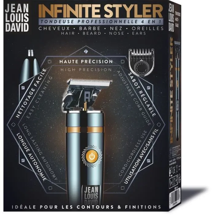 Jean Louis David Cortapelos y Barbero Infinite Styler para Barba y Cabello, Definición de Contornos, 60 min Autonomía 3