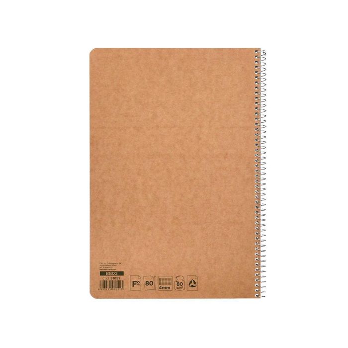 Cuaderno Espiral Liderpapel Folio Ecouse Tapa Cartulina Kraft 80H Papel Reciclado 80 gr Cuadro 4 mm Con Margen 8 unidades 2