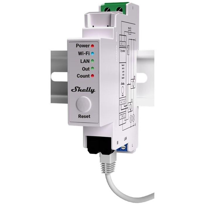 Shelly Pro EM 50A Relé WLAN LAN Medidor de Corriente con 2 Pinzas 50A Función de Medición BT Montaje DIN-Rail