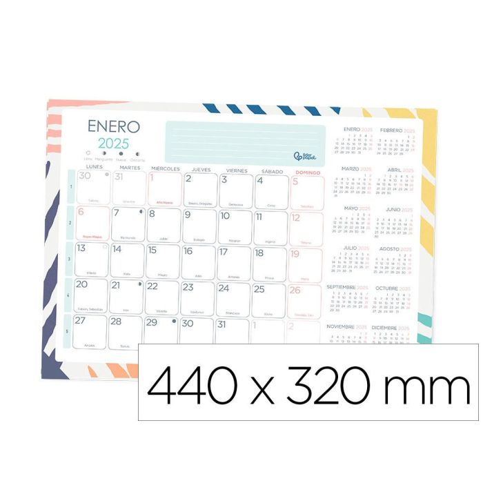 Planning Mensual Liderpapel Joven 2025 44x32 cm Con Pegatinas Lomo Engomado Papel 128 gr