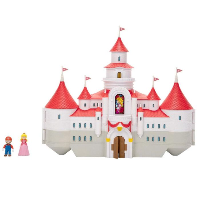 JAKKS PACIFIC Playset Castillo del Reino Champiñón + 2 figuras de la película Super Mario Bros