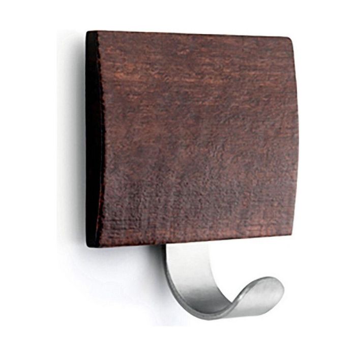 Inofix Colgador adhesivo wengue con gancho, acero inoxidable/madera, 51 x 45 x 24 mm