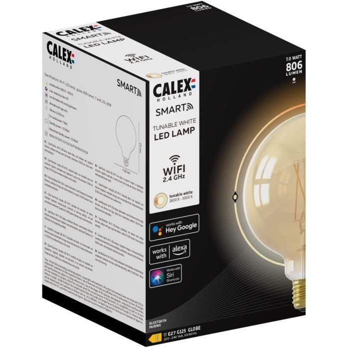 Calex G125 E27 Bombilla LED Inteligente Filamento Conectado Estilo Globo Ámbar. Perfecta para Iluminación Decorativa. 1
