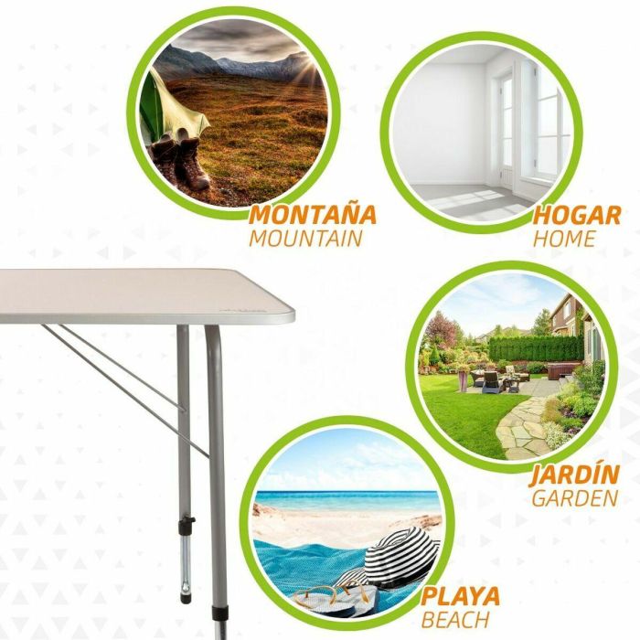 Mesa de camping regulable en altura 80x60xh50/69 cm 2 Mesa de camping regulable en altura 80x60xh50/69 cm 2