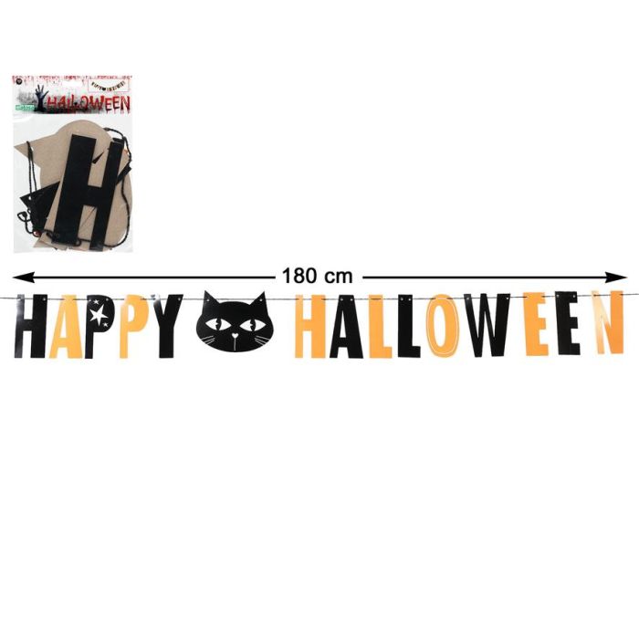 Guirnalda 180 cm Happy Halloween Gato Negro