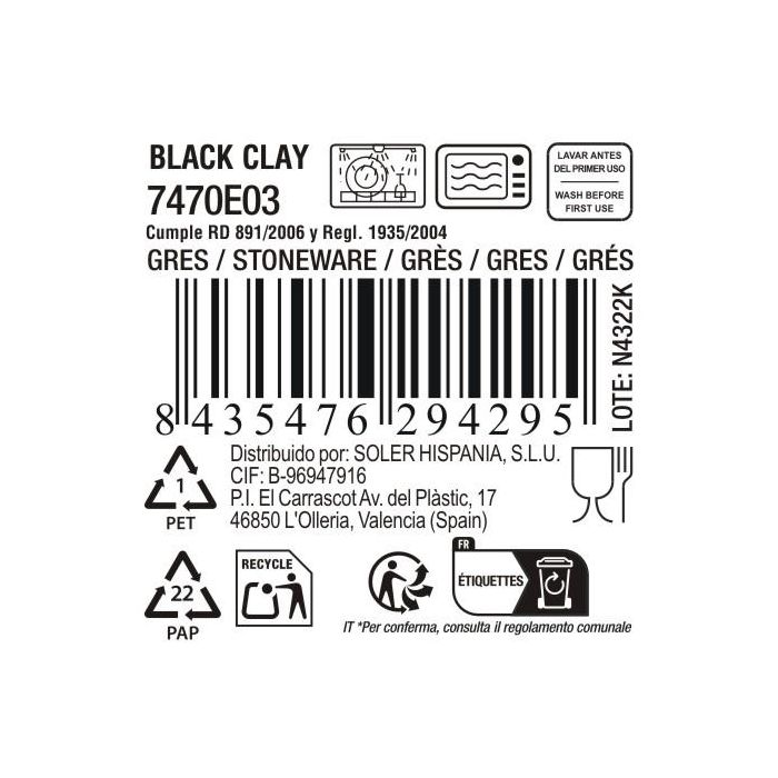 La Mediterranea Plato Black Clay Ø20.7 x 2.3 cm (12 Unidades) 4