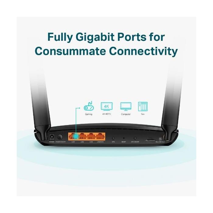 TP-Link MR600 Router Inalámbrico 4G+ Cat6 AC1200 Doble Banda Gigabit para Tarjeta SIM, 2 Antenas y OneMesh 4 TP-Link MR600 Router Inalámbrico 4G+ Cat6 AC1200 Doble Banda Gigabit para Tarjeta SIM, 2 Antenas y OneMesh 4