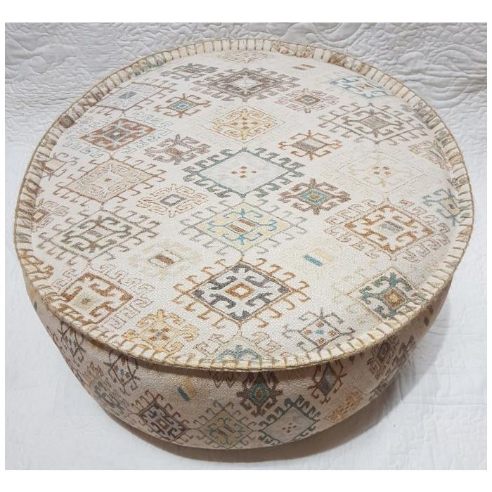 DKD Home Decor Cojín Decorativo de Poliéster Beige 60x60 cm con Rombos, Colección Sanki, Acabado Desgastado, Grosor 20 cm y Cremallera 1