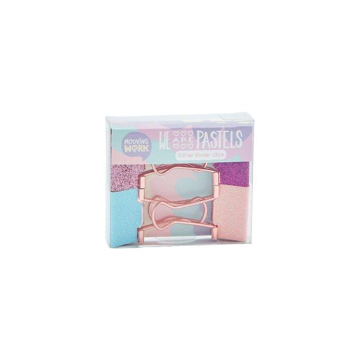 Pinza Pala Abatible Mooving Pastel Glitter Blister De 4 Col. Surtidos