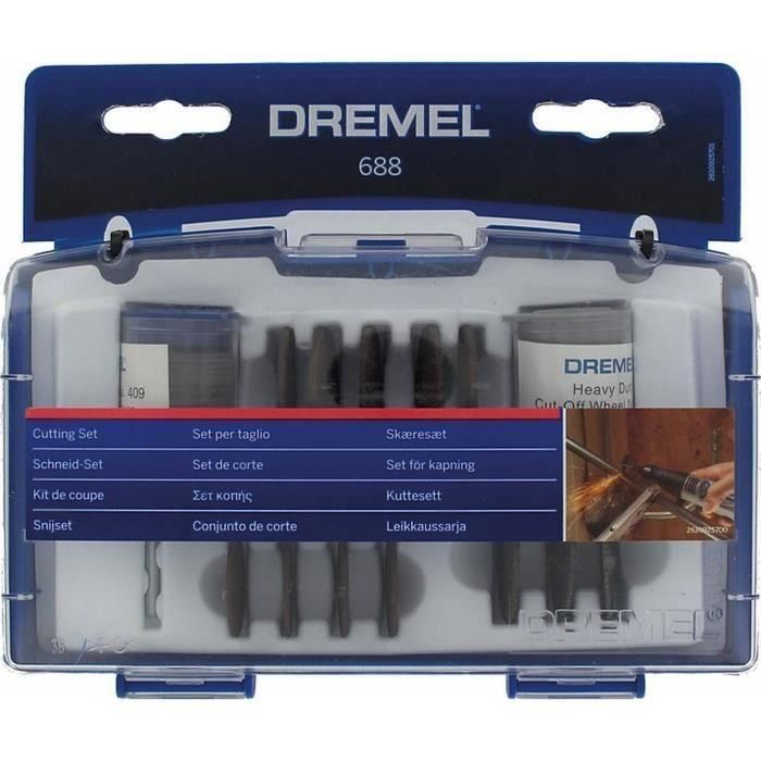 Dremel 688 Kit de Corte de 69 Piezas: Surtido de 68 Discos de Corte, Incluye Caja Organizadora con Bandeja Extraíble Dremel 688 Kit de Corte de 69 Piezas: Surtido de 68 Discos de Corte, Incluye Caja Organizadora con Bandeja Extraíble