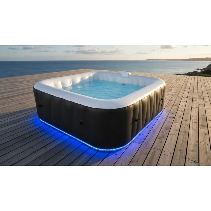 Sunspa Spa Hinchable Cuadrado para 6 Plazas con Tira LED