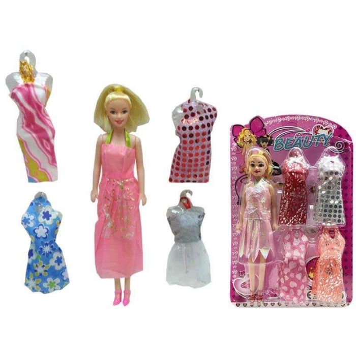 Muñeca maniqui con 4 vestidos. 22x35x3,5 cm 1 Muñeca maniqui con 4 vestidos. 22x35x3,5 cm 1