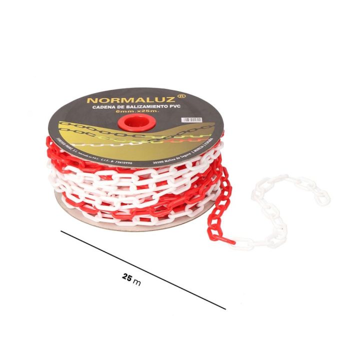 Normaluz Cadena plástica eslabonada rojo y blanco, 6mm x 25m 3 Normaluz Cadena plástica eslabonada rojo y blanco, 6mm x 25m 3