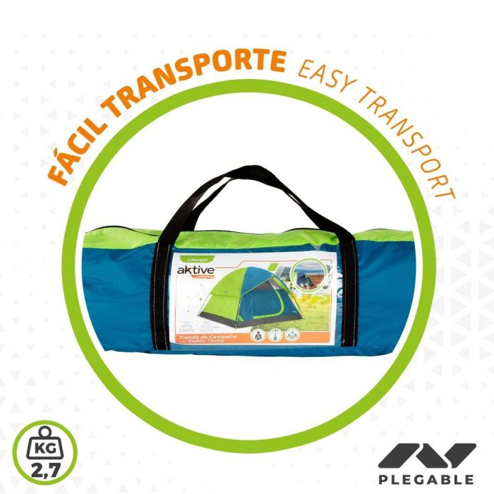 Tienda de Campaña Aktive 4 personas 240 x 130 x 210 cm (2 Unidades) 1 Tienda de Campaña Aktive 4 personas 240 x 130 x 210 cm (2 Unidades) 1