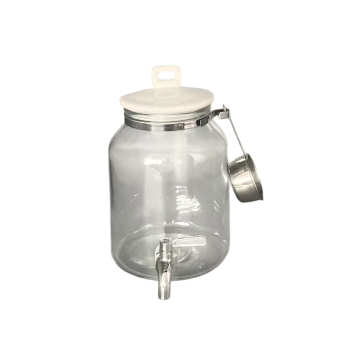 DKD Home Decor Dispensador Jabon Colada Cristal Transparente 17 x 26.7 x 17 cm Capacidad 3L con Cuchara Inoxidable