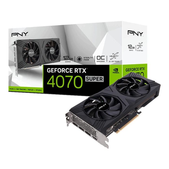 PNY Tarjeta Gráfica GeForce RTX 4070 SUPER 12GB GDDR6X Verto OC, DLSS 3, HDMI 2.1, 3x DisplayPort 1.4a, Doble Ventilador PNY Tarjeta Gráfica GeForce RTX 4070 SUPER 12GB GDDR6X Verto OC, DLSS 3, HDMI 2.1, 3x DisplayPort 1.4a, Doble Ventilador