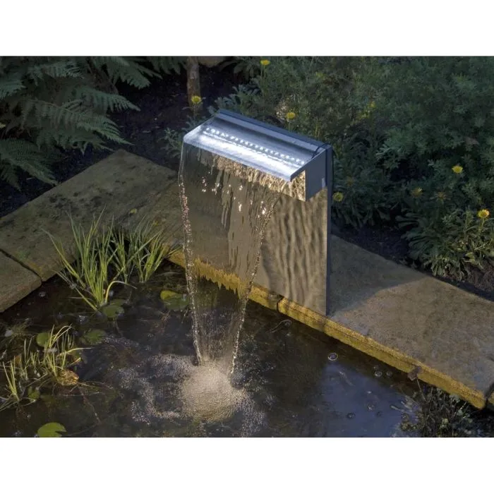 UBBINK Tobogán de Acero Inoxidable Niagara 60 con Iluminación LED Blanca para Estanque de Jardín, Ancho 60 cm 1