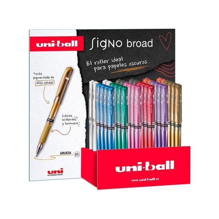 Uniball Rollerball Signo Broad Um-153 1.0 mm Surtido Metálico Expositor 36 Ud