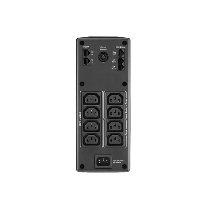APC BR1600MI SAI Línea Interactiva 1.6kVA/960W con 8 Salidas AC - Sistema Alimentación Ininterrumpida Torre Negro 1