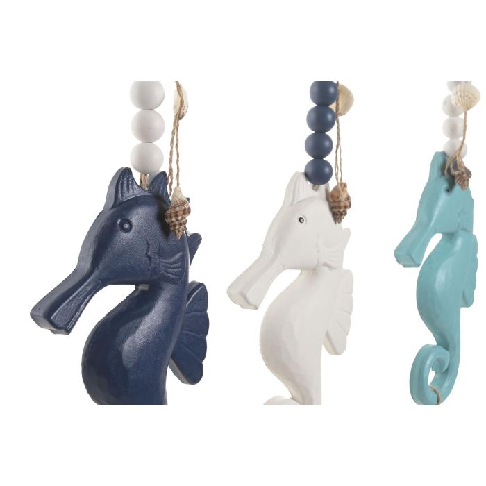 DKD Home Decor Decoracion Colgante Atlantico Blanco Azul Resina Cuerda 2 x 56 x 12.5 cm (6 Unidades)