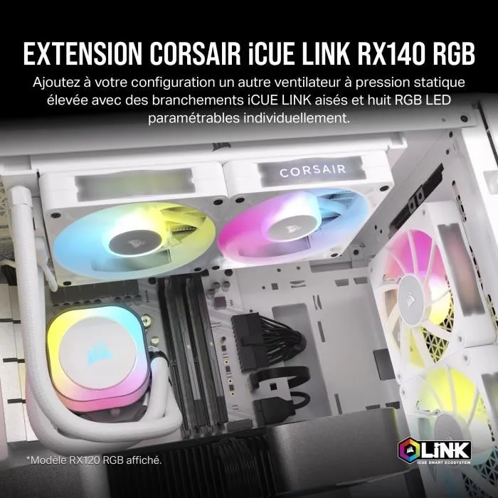 Corsair CO-9051023-WW Kit de Expansión de Ventilador PWM iCUE LINK RX140 RGB de 140 mm Blanco 1