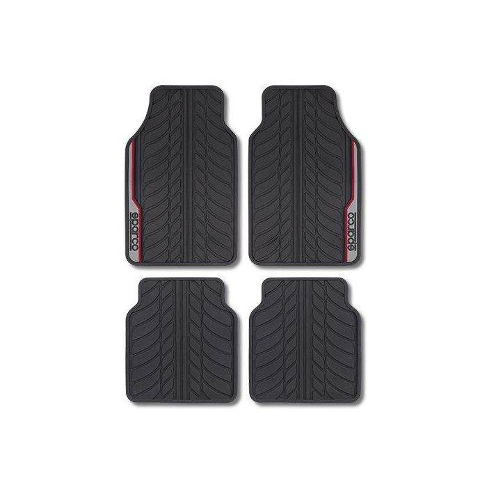 Abc SPCF507RD Juego de 4 Alfombras Universales para Coche 100% PVC Rojo, diseño deportivo y fáciles de limpiar