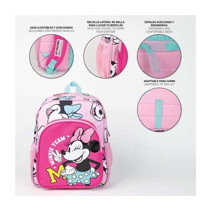 Mochila Escolar Minnie Mouse Fucsia 31 x 12 x 38 cm 3