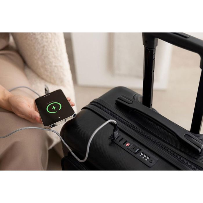 Numada 1200608 Maleta de cabina 38L negra rígida 55x35.5x23.5cm con cierre TSA y puerto USB 7