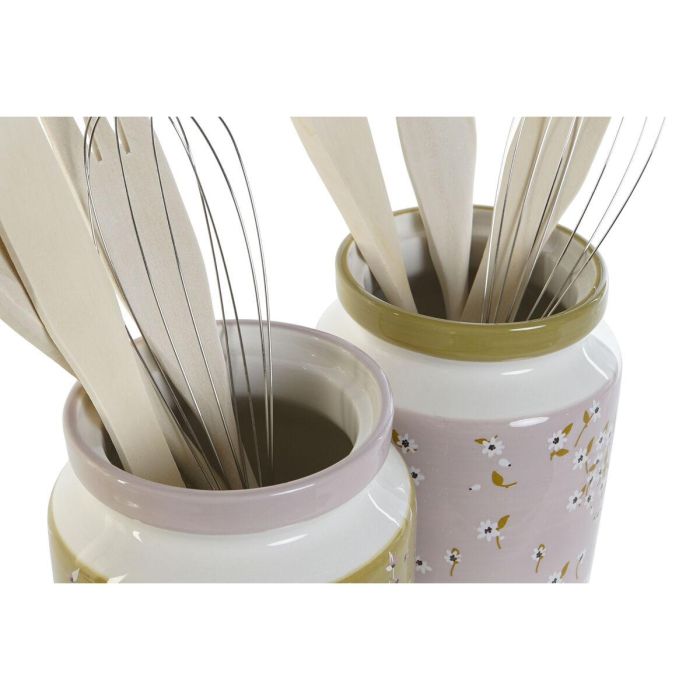 DKD Home Decor Bote Utensilios de Cocina Shabby Verde Lila 12x12x25 cm Dolomita 1L Apto Lavavajillas - Set de 2 Unidades 2 DKD Home Decor Bote Utensilios de Cocina Shabby Verde Lila 12x12x25 cm Dolomita 1L Apto Lavavajillas - Set de 2 Unidades 2