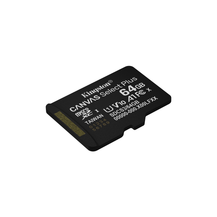 Kingston SDCS3/64GB Tarjeta microSDXC Canvas Select Plus 64GB 100MB/s A1 Clase 10 U1 V10 para Android con Adaptador SD 3 Kingston SDCS3/64GB Tarjeta microSDXC Canvas Select Plus 64GB 100MB/s A1 Clase 10 U1 V10 para Android con Adaptador SD 3