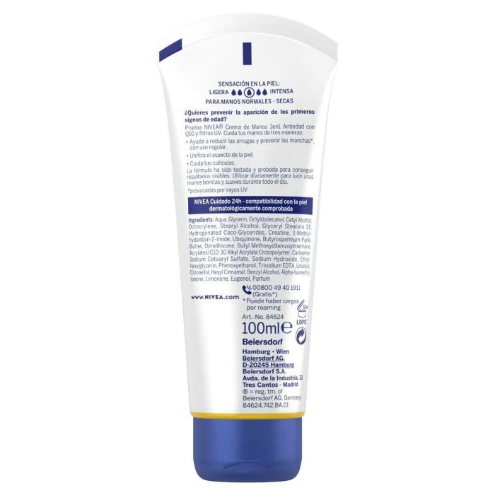 Nivea Crema de Manos Q10 Plus Anti-Edad con Filtros UV, Reafirmante y Rápida Absorción para Todo Tipo de Pieles 100 ml 1 Nivea Crema de Manos Q10 Plus Anti-Edad con Filtros UV, Reafirmante y Rápida Absorción para Todo Tipo de Pieles 100 ml 1