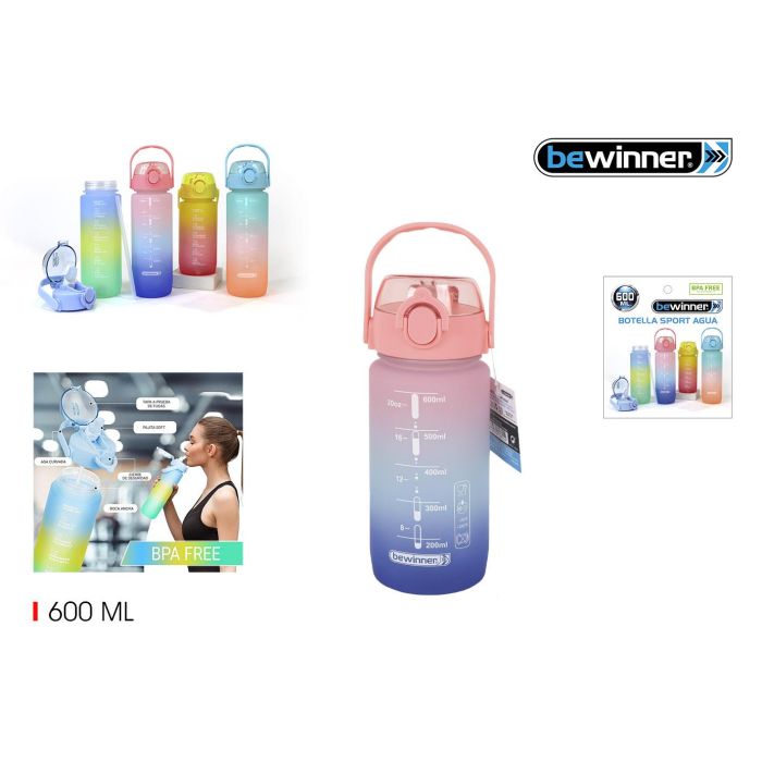 Bewinner Botella Sport Agua Multicolor 600 ml (12 Unidades) Bewinner Botella Sport Agua Multicolor 600 ml (12 Unidades)