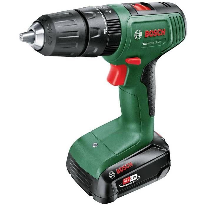 Bosch 06039D810D Taladro de impacto inalámbrico 18 V con 2 baterías de 1.5 Ah de Li-Ion y cargador