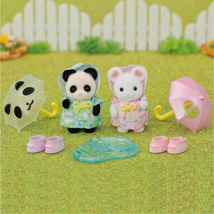 Figuras articuladas - SYLVANIAN FAMILIES - Dúo de bebés con trajes de lluvia - Panda y Marshmallow Mouse 5 Figuras articuladas - SYLVANIAN FAMILIES - Dúo de bebés con trajes de lluvia - Panda y Marshmallow Mouse 5