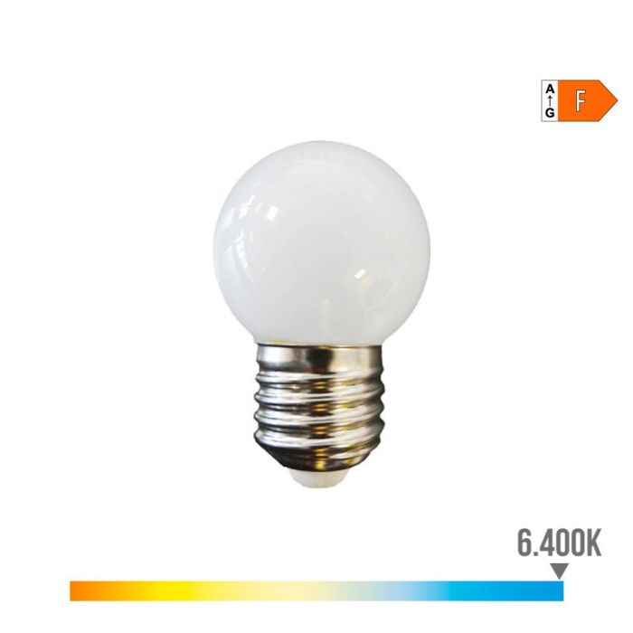 Bombilla esferica led e27 1,5w 130lm 6400k luz fria ø45x69mm edm