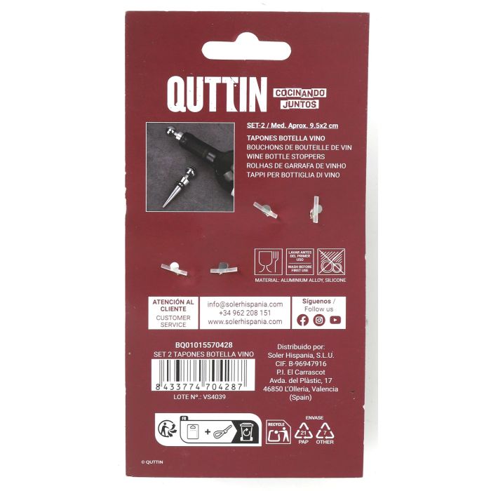 Set de 2 tapones para botella de vino Quttin (12 Cajas) 8 Set de 2 tapones para botella de vino Quttin (12 Cajas) 8