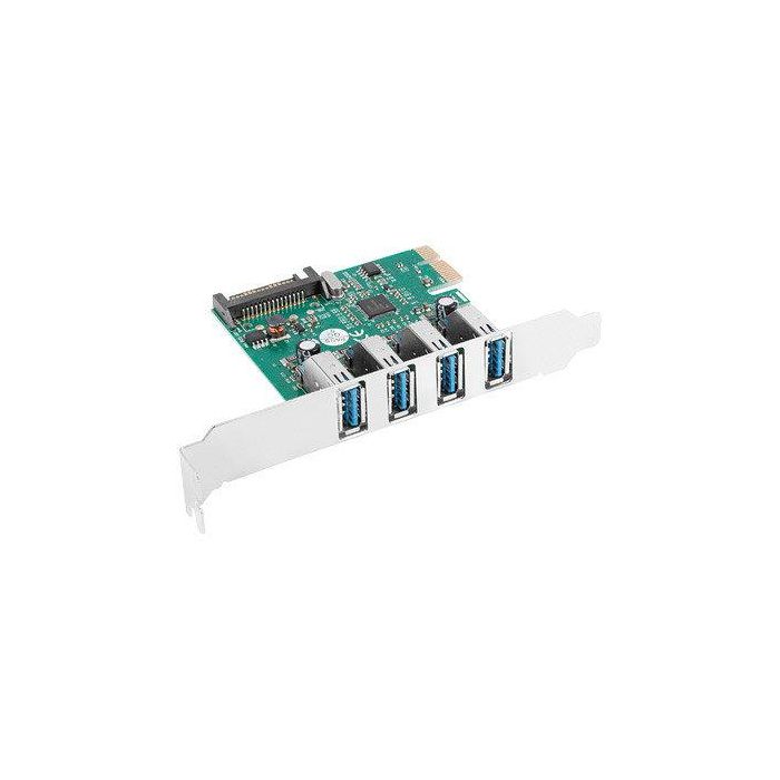 Lanberg PCE-US3-004 Tarjeta PCIe a USB 3.2 Gen 1 (3.1 Gen 1) con 4 Puertos Tipo A, Ancho de Banda 5 Gbit/s 1