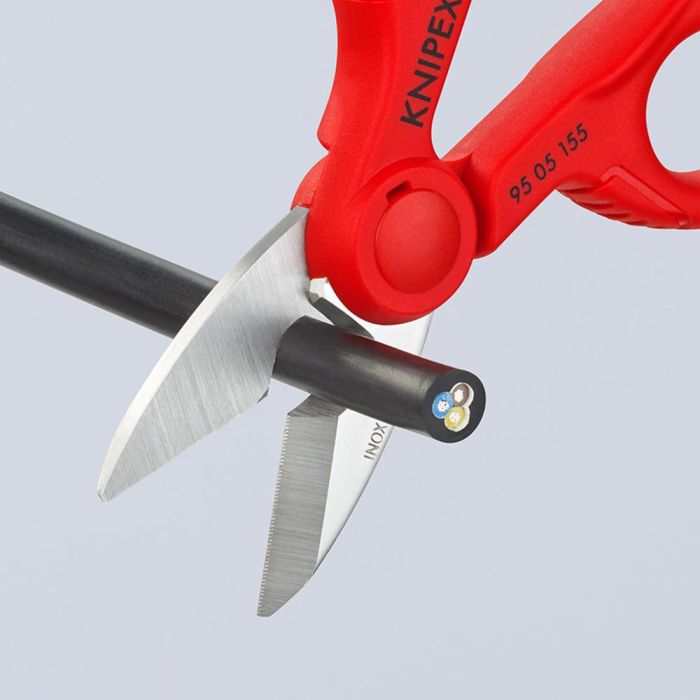 Knipex 9505155sb Tijeras de electricista con microdentado, cortacables y portaherramientas, 130x32x155mm 5 Knipex 9505155sb Tijeras de electricista con microdentado, cortacables y portaherramientas, 130x32x155mm 5