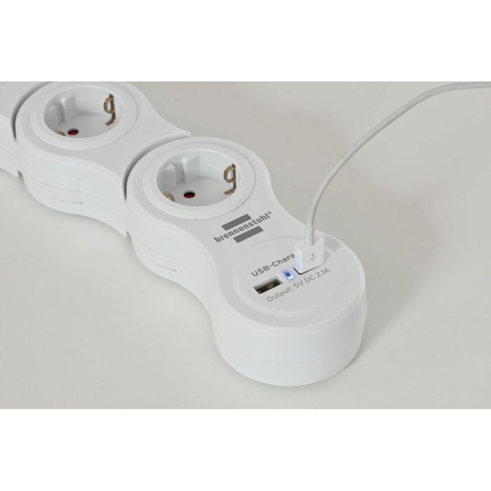 Regleta Enchufes 5 Tomas con Interruptor Brennenstuhl Vario-Power Blanco 3600 W USB x 2 (1,4 m) 5 Regleta Enchufes 5 Tomas con Interruptor Brennenstuhl Vario-Power Blanco 3600 W USB x 2 (1,4 m) 5